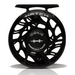 Hatch Iconic 3 Plus Fly Reel -ReelMasters Store Iconic3PlusReelBlackSilverLargeArborFront