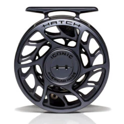 Hatch Iconic 3 Plus Fly Reel -ReelMasters Store Iconic3PlusReelGreyBlackLargeArborFront