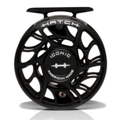 Hatch Iconic 4 Plus Fly Reel -ReelMasters Store Iconic4PlusReelBlackSilverLargeArborFront