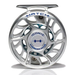 Hatch Iconic 4 Plus Fly Reel -ReelMasters Store Iconic4PlusReelClearBlueLargeArborFront