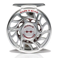Hatch Iconic 4 Plus Fly Reel -ReelMasters Store Iconic4PlusReelClearRedLargeArborFront