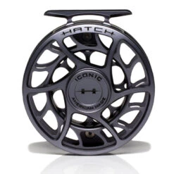 Hatch Iconic 5 Plus Fly Reel -ReelMasters Store Iconic5PlusReelGreyBlackLargeArborFront