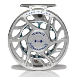 Hatch Iconic 7 Plus Fly Reel -ReelMasters Store Iconic7PlusReelClearBlueLargeArborFront