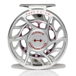 Hatch Iconic 7 Plus Fly Reel -ReelMasters Store Iconic7PlusReelClearRedLargeArborFront