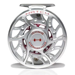 Hatch Iconic 7 Plus Fly Reel -ReelMasters Store Iconic7PlusReelClearRedMidArborFront