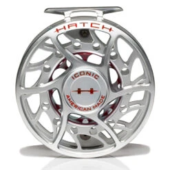 Hatch Iconic 9 Plus Fly Reel -ReelMasters Store Iconic9PlusReelClearRedMidArborFront