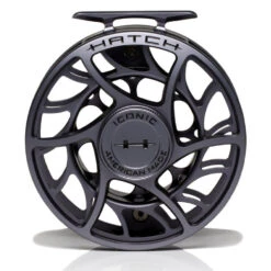 Hatch Iconic 9 Plus Fly Reel -ReelMasters Store Iconic9PlusReelGreyBlackLargeArborFront